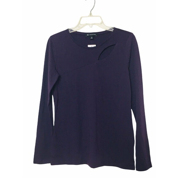 INC Tee Shirt Top Blackberry Cutout Long Sleeve Casual  XS - Picture 3 of 10